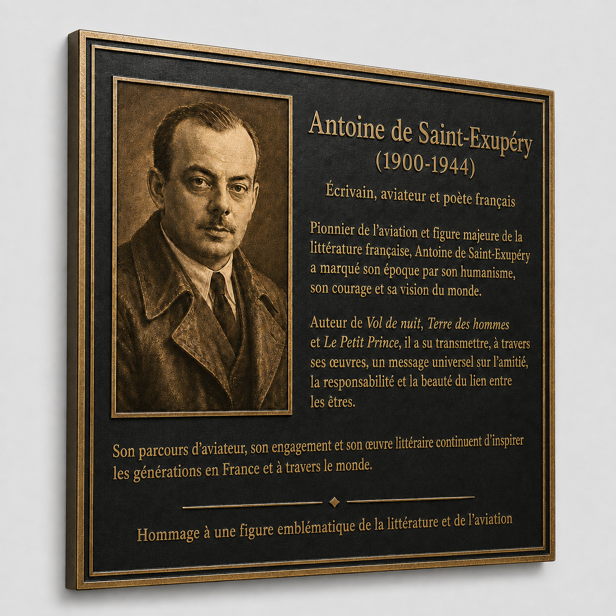 PLAQUE ANTOINE DE ST-EXUPÉRY